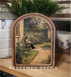 Arch Top Woman Reading Framed Art
