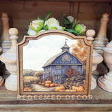 Provincial Blue Fall Barn Framed Art