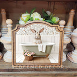 Provincial Bunny In Tub Framed Art