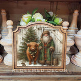 Provincial Highland Santa Green Framed Art