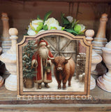 Provincial Highland Santa Red Framed Art