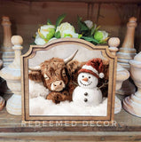Provincial Highland Snowman Framed Art