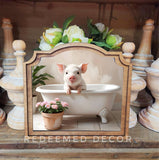 Provincial Pig In Tub Framed Art
