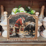 Provincial Santa With Cows Framed Art