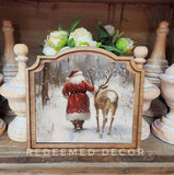 Provincial Santa With Reindeer Framed Art