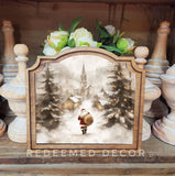 Provincial Village Santa Framed Art