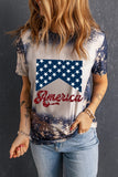Multicolor Bleached Tie Dye America & Star Graphic Tee