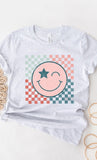 Star Wink Smiley Checker PLUS SIZE Graphic Tee