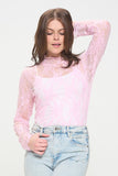 Floral Print Lace Long Sleeves Top