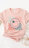 Star Wink Smiley Checker PLUS SIZE Graphic Tee