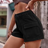 High-Waist Denim Shorts with Pockets