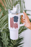 White American Flag Print Stainless Steel Portable Tumbler Mug with Straw 40 Ounces