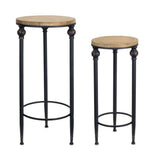 METAL AND WOOD TALL PLANT STANDS (SET OF 2) 10.25