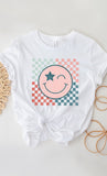 Star Wink Smiley Checker PLUS SIZE Graphic Tee