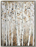 BIRCH WHISPERS, 36X48 EMBELLISHED AND TEXTURED FRAMED CANVAS WALL ART