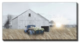 NAVY BLUE TRUCK WITH FLOWERS, 30X60 GALLERY WRAPPED CANVAS WALL ART