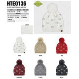 CC ALL OVER RHINESTONE BEANIE WITH POM POM -IVORY, BLACK, RED, LT. GREY, BURGUNDY,TAUPE
