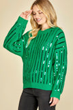 SEQUIN HOLIDAY SWEATER - GREEN, BLACK, FUSCHIA SMALL-LARGE