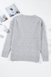 Openwork V-Neck Dropped Shoulder Sweater