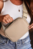 Woven  Zipped Buckle Strap Crossbody Bag