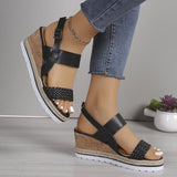 Vegan Leather Woven Wedge Sandals