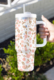 White Cute Flower Print Large Stainless Steel Tumbler 40oz