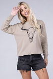 Cow Skull Crew Neck French Terry Sweatshirt