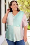 Plus Size Color Block V-Neck Top