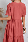 Full Size Ruched V-Neck Short Sleeve Dress