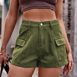 High-Waist Denim Shorts with Pockets