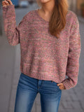 Heathered V-Neck Long Sleeve Sweater