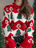 Christmas Element Round Neck Long Sleeve Sweater