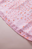 Pink Boho Floral Frill Trim Sleeveless Shirt