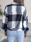 Plaid Collared Neck Long Sleeve Jacket