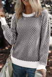 Striped Round Neck Long Sleeve Sweater